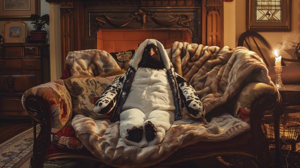 Confort ultime avec le kigurumi pingouin de pyjama d'or